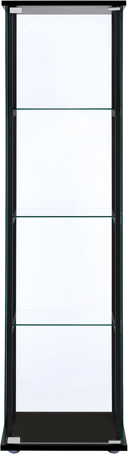 Coaster Home Furnishings Cyclamen 34-inch 3-Tier Clear Tempered Glass Curio Cabinet Display Case with Shelving Black 950179