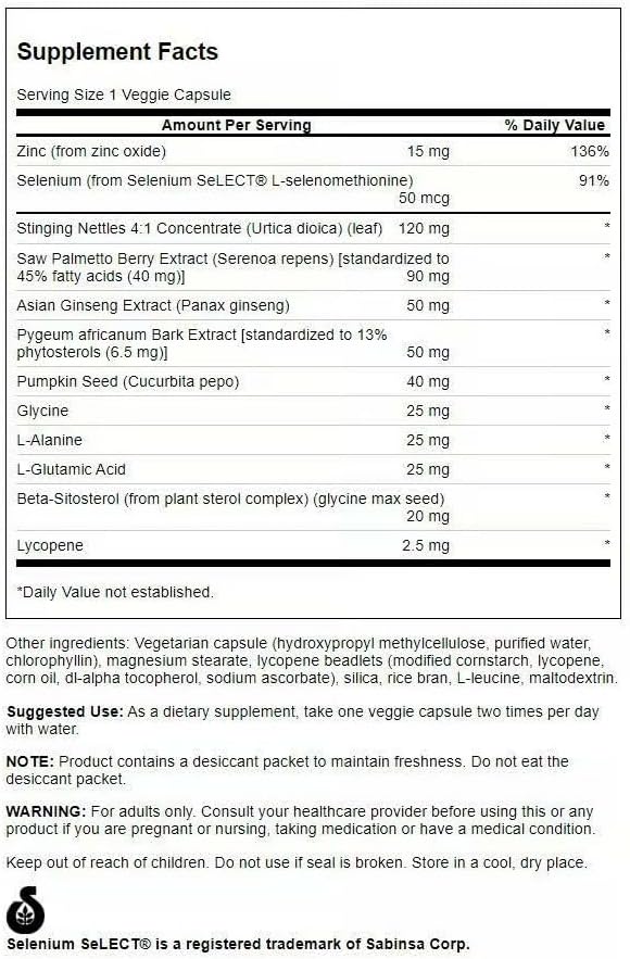Swanson Prostate Essentials Plus Herbal Supplement for Men Over 40 Seeking Urinary and Prostate Health (180 Veggie Capsules)