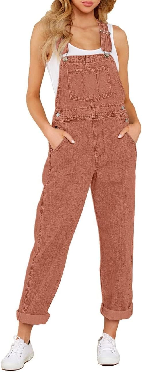 Vetinee Womens Classic Adjustable Straps Pockets Denim Bib Overalls Jeans Pants