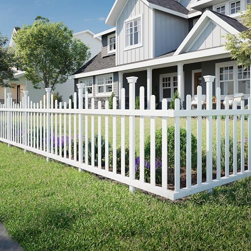 Zippity Madison Picket Fence Panels, White Vinyl DIY No Dig Kit | 2.5ftH x 2.3ftW, White, 2 Panels, Garden Border or Yard Enclosure, ZP19001
