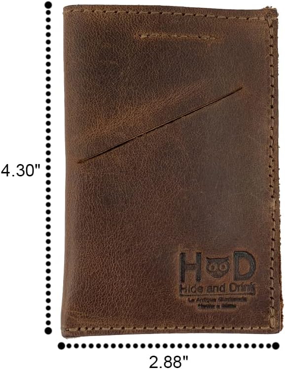 Hide & Drink, Soft Leather Wallet & Card Sleeve, Handmade Includes 101 Year Warranty (Bourbon Brown)