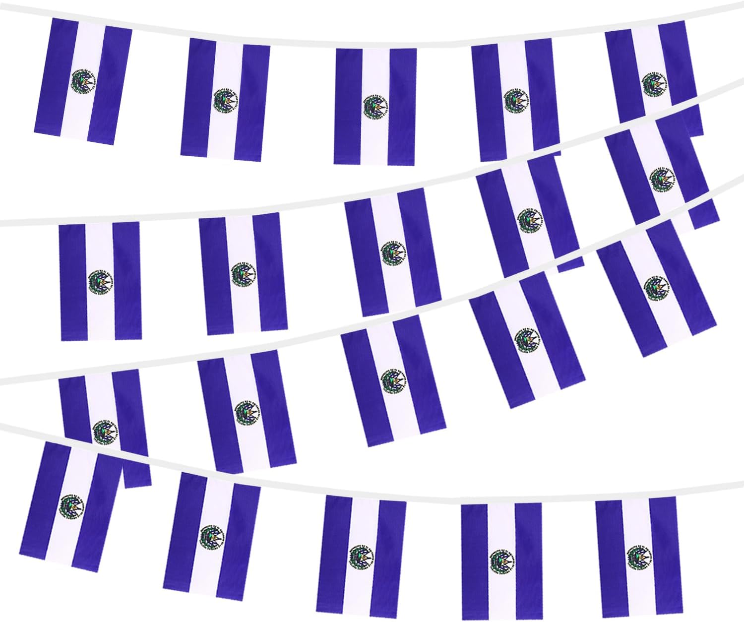 Nicaragua String Flags Banner Mini Small Nicaraguans Flag Bunting Patriotic Hanging Decor,National Holiday, Sports Game, Fiesta & Themed Party,18 Feet 20 Flags