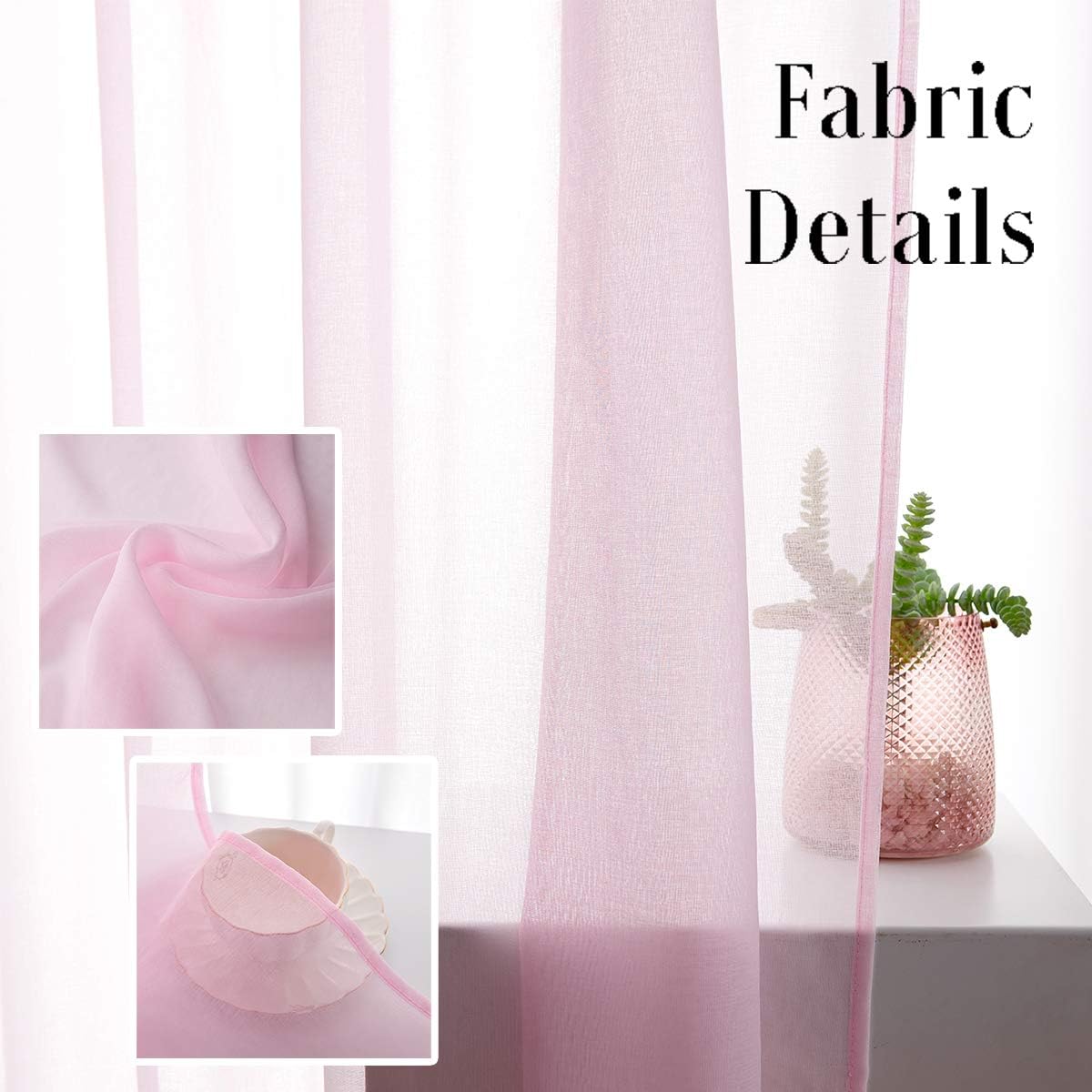 Off White Semi Sheer Curtains 72 Inches Long Faux Linen Off White Sheers Curtain for Bedroom Living Room Girls Kids Room 2 Panels 52x72 Inch Length