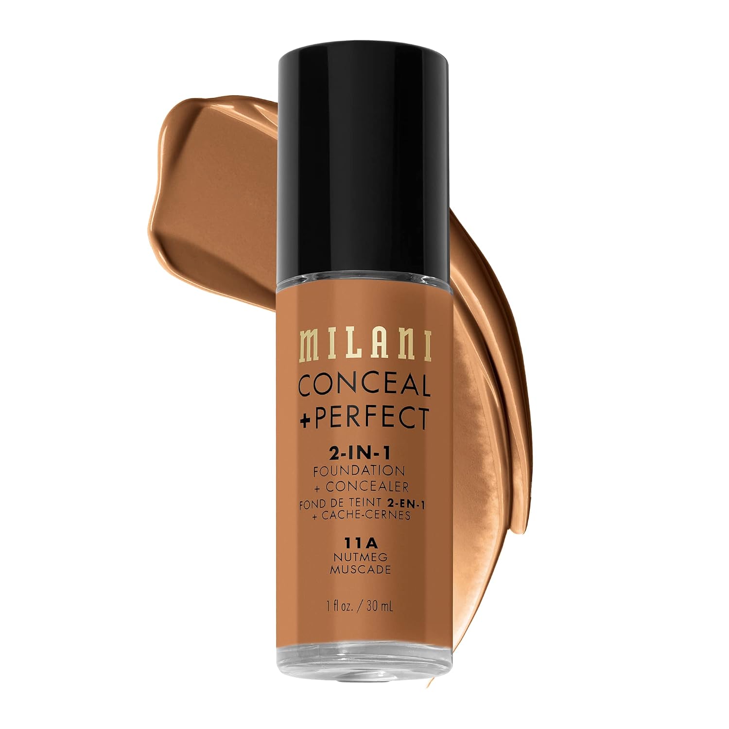 Milani Conceal + Perfect 2-in-1 Foundation + Concealer Makeup -13-Chestnut | Medium-To-Full Coverage, Natural-Matte Finish. Under Eye Corrector, Cover Redness & Imperfections. Waterproof & Sweat-Proof.
