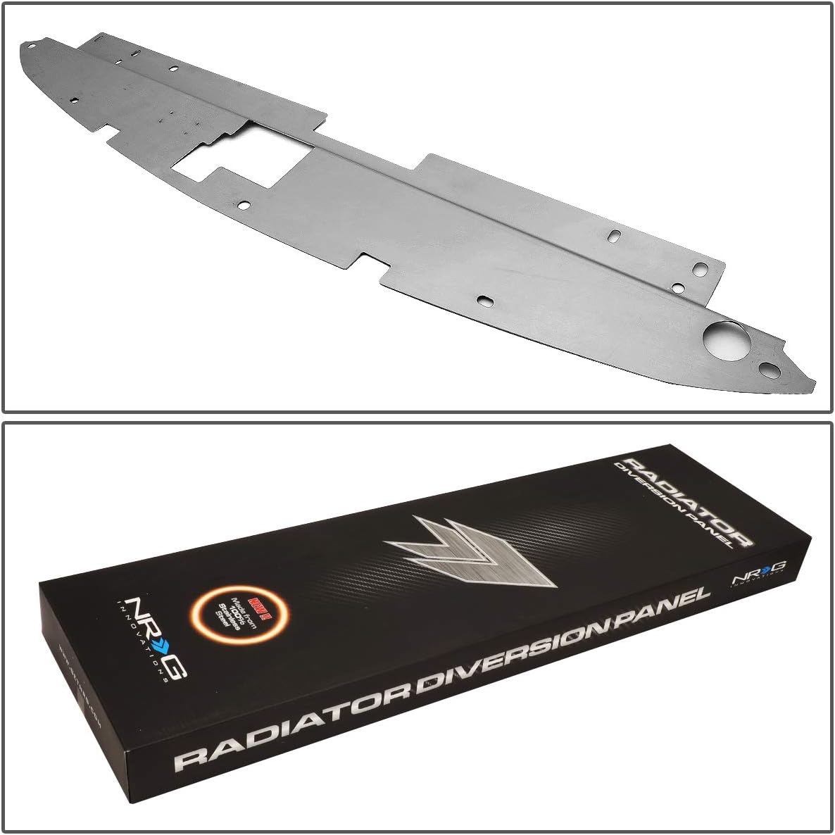 NRG Innvations Radiator Support Cover with Vent, Stainless Steel Engine Bay Air Diversion Panel with Logo Plate, For 05-07 Scion TC, NRG-DVP-3051