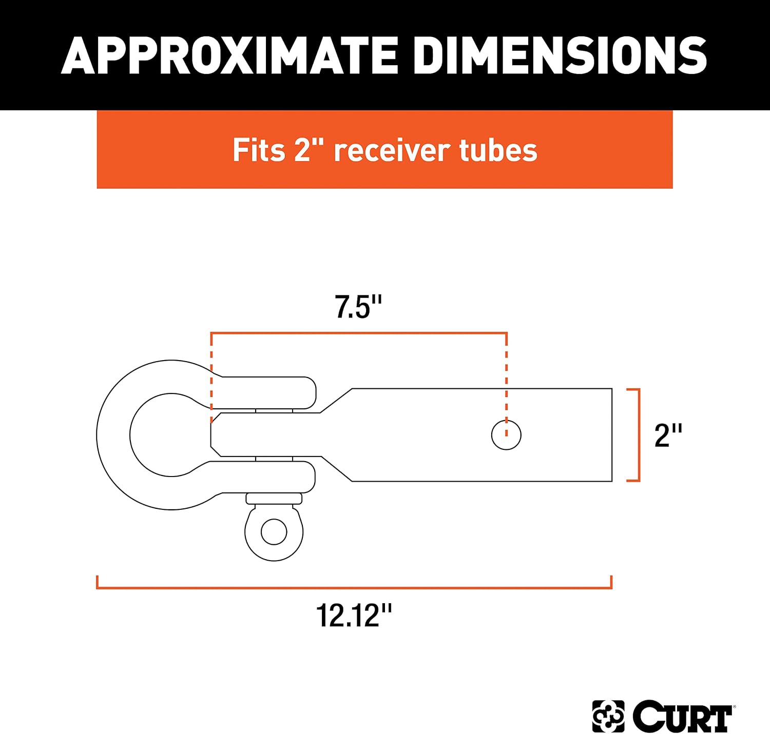 CURT 45832 D-Ring Shackle Mount Trailer Hitch, Fits 2-Inch Receiver, 13,000 lbs.
