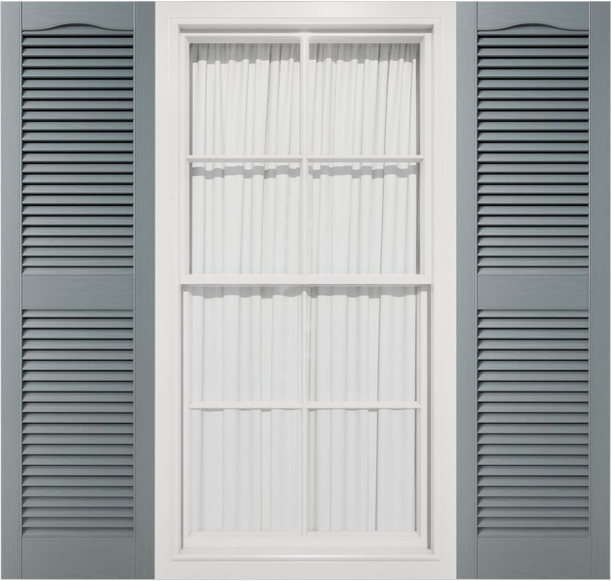 Mid America 00011455002 Standard Size Cathedral Top Center Mullion, Open Louver Vinyl Shutter, w/Installation Shutter-Lok's & Matching Screws (Per Pair), 002, 14 1/2"W x 55"H, Black