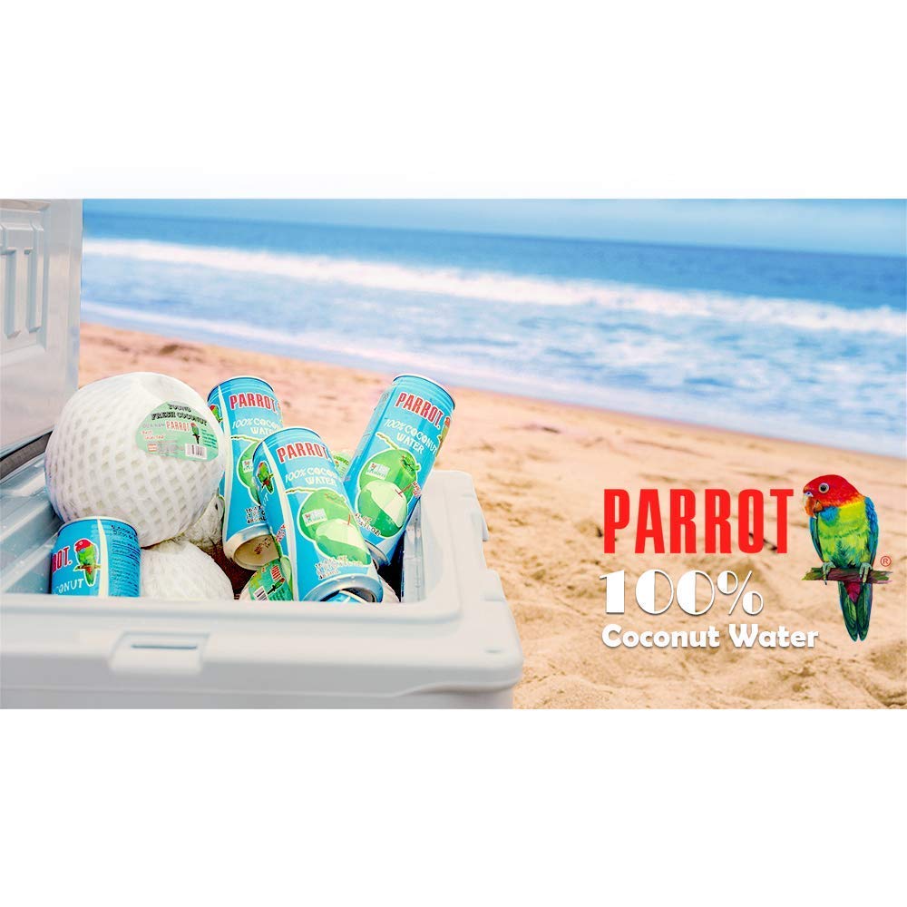 Parrot Brand Coconut Water No Pulp 490ml 16.6 fl. oz.100% Juice Refreshing Coconut Taste Natural Essential Plant Based Non-GMO Electrolytes
