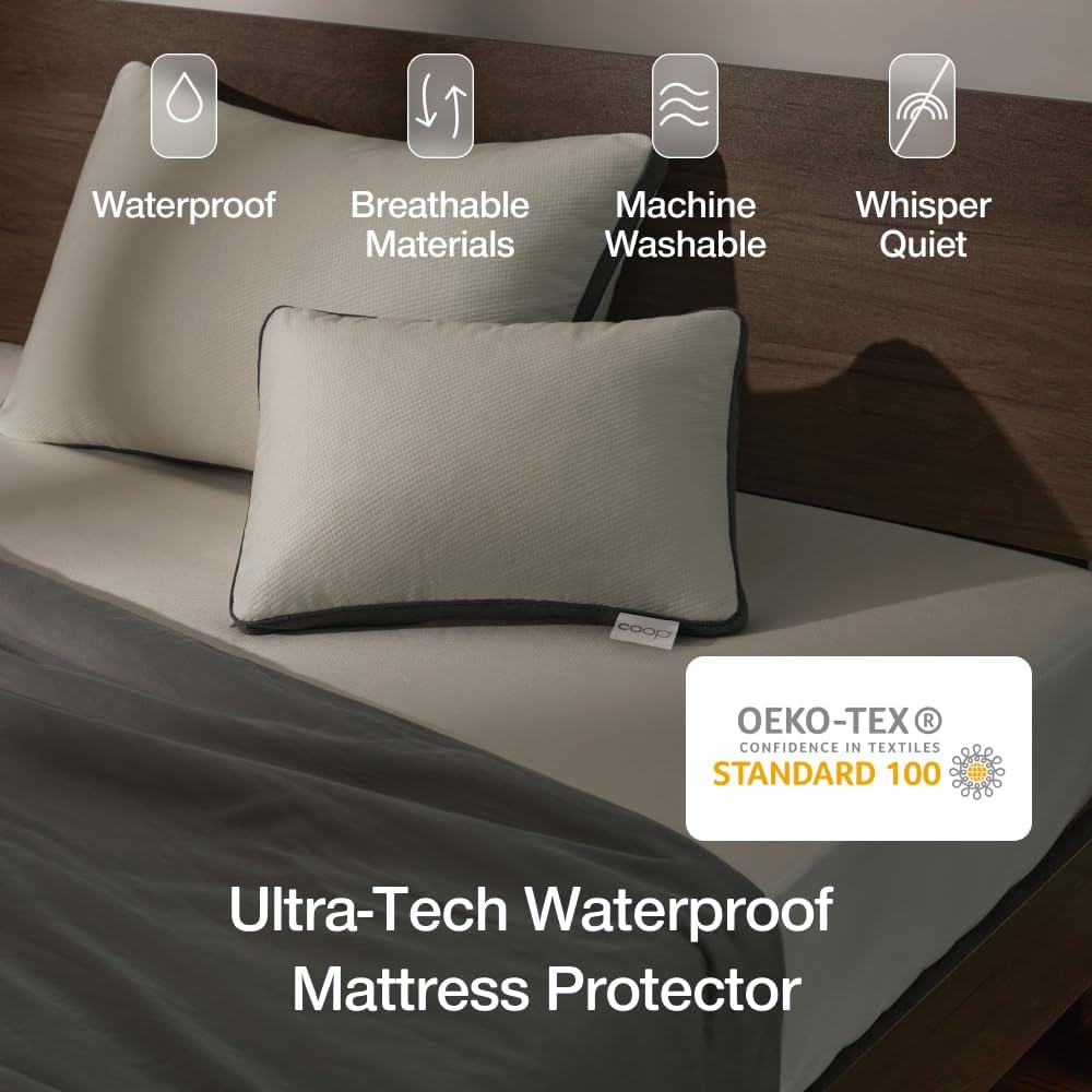 Coop Home Goods Ultra-Tech Waterproof Mattress Protector Cal King, Smooth Top Mattress Pad, Waterproof Cover, Up to 18 Inches Deep, Machine Washable, Noiseless Comfort, Cal King (72x84)