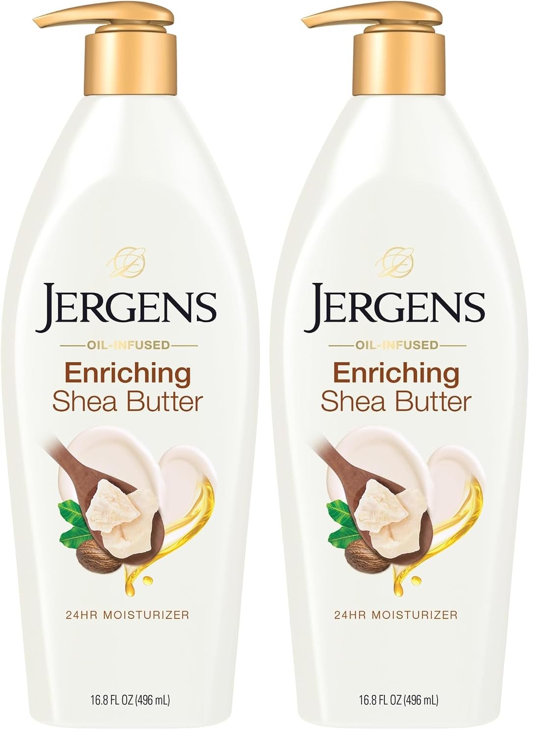Jergens Shea Butter Body Lotion, Deep Moisturizer for Dry Skin, 16.8 fl oz | Enriching Hand and Body Lotion, Vitamin E, Extremely Dry Skin Relief, 2.5X More Radiant Skin, Deep Conditioning