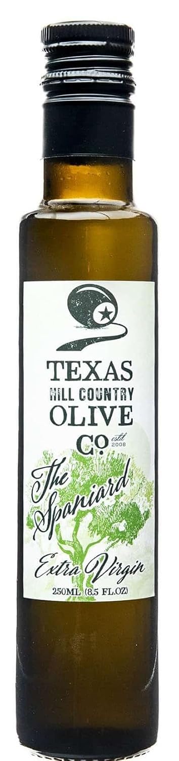 Texas Hill Country Olive Co Terra Verde Extra Virgin Olive Oil - Cold Pressed EVOO Gourmet Olive Oil - Rich & Fruity - Perfect for Finishing & Dressing - Award Winning & Made in Texas (8.5 oz)