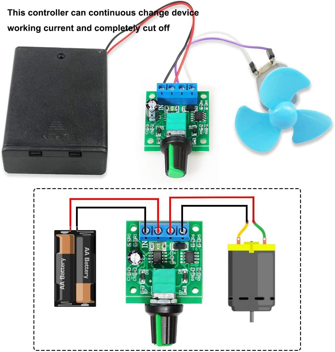 Gebildet 2pcs PWM Low Voltage Motor Speed Controller DC 1.8V 3V 5V 6V 12V 2A 1803BK 1803B Adjustable Driver Switch with Speed Control Knob