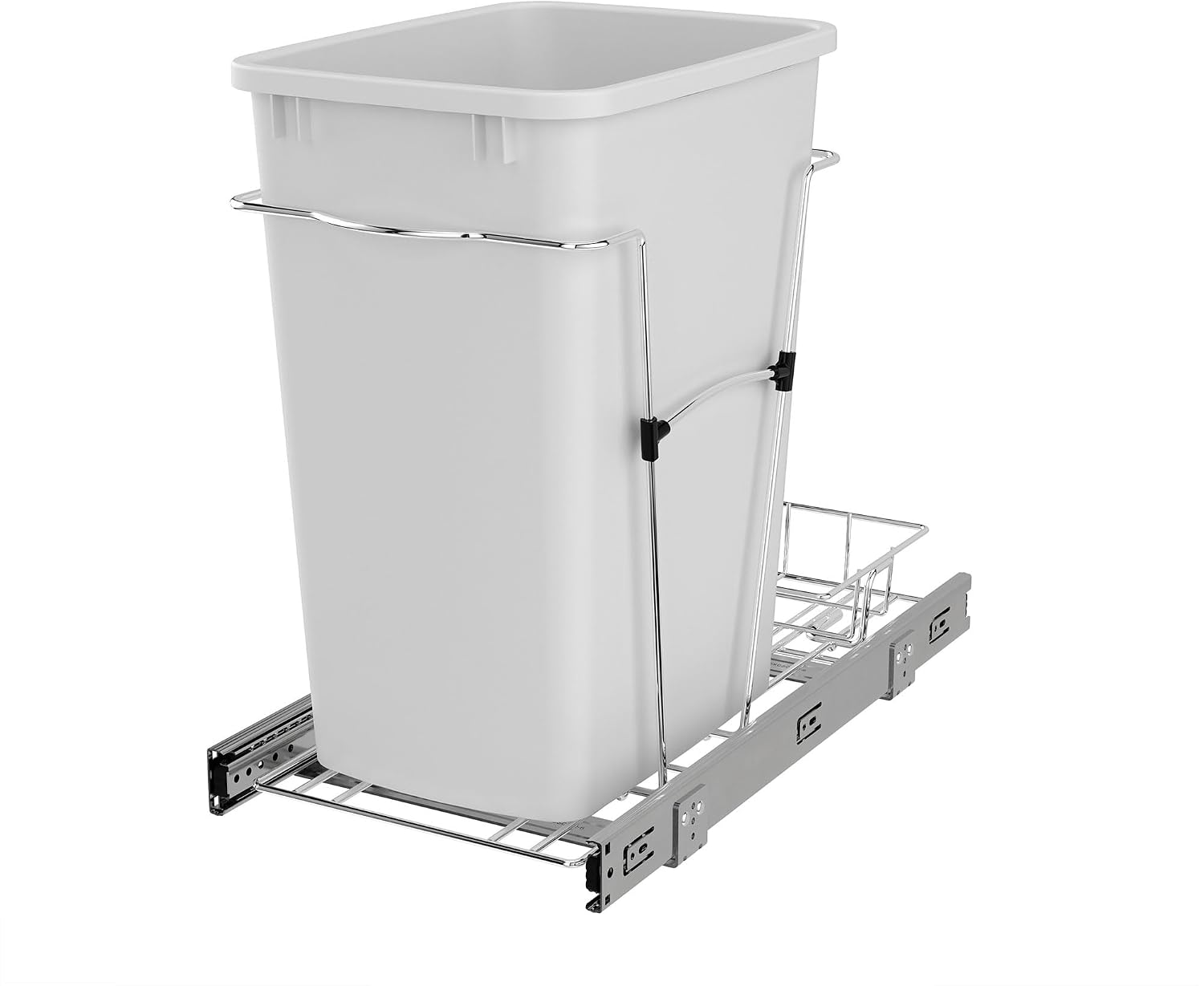 Rev-A-Shelf Pullout Trash Can for Kitchen Cabinets, Black Waste Bin, 35 Qt | Large Capacity Garbage/ Recycling Waste Container, Heavy Gauge Metal Wire Construction w/Full Extension Slides, RV-12KD-18C S
