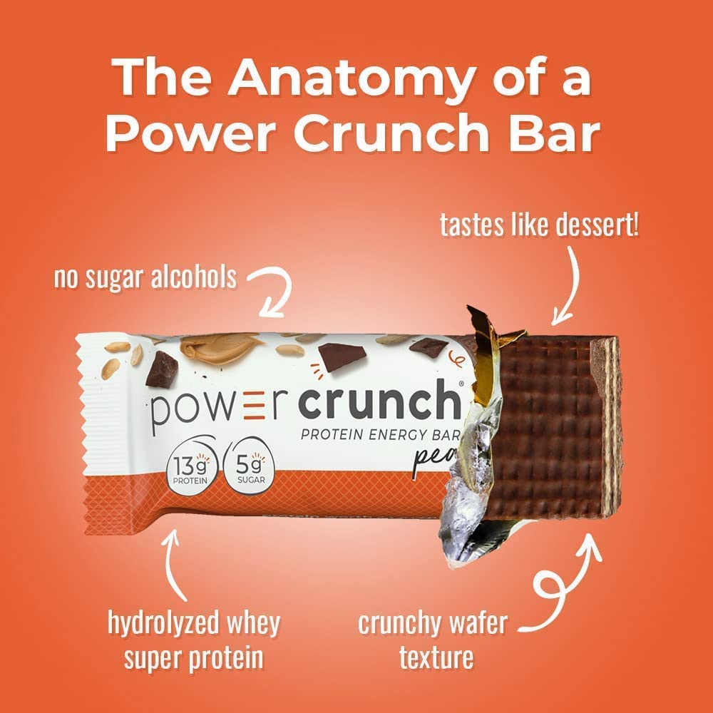 Power Crunch Protein Energy Wafer Bars, Peanut Butter Fudge, 1.4 Ounce (12 Count)