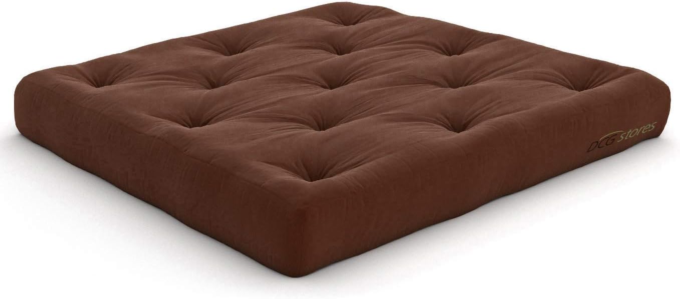 Nirvana Futons Plush, Comfortable 8-Inch Full Futon Mattress, Microfiber Fudge - Made in USA