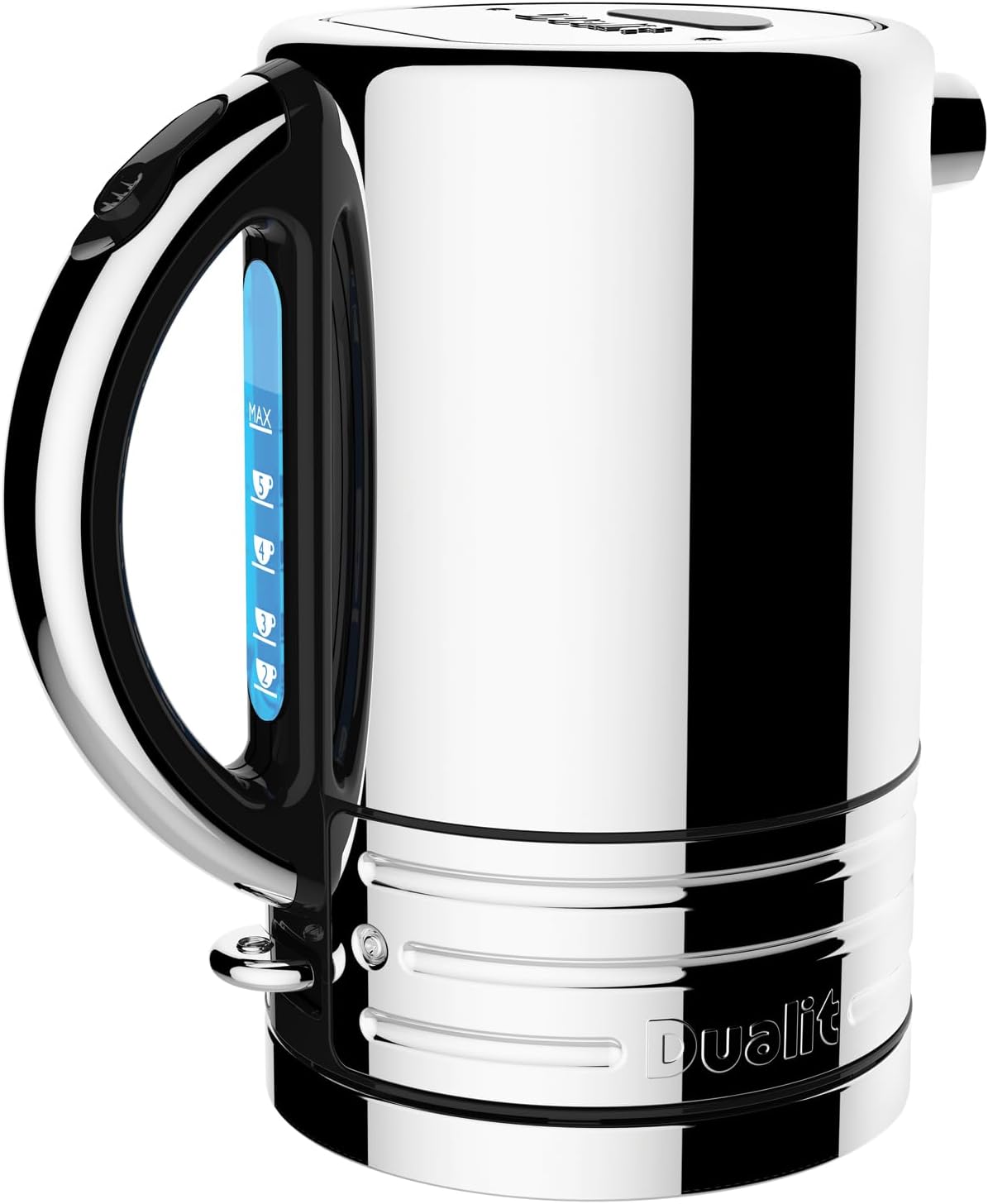 Dualit Design Series Kettle - 50.7 fl.oz - Stainless Steel Kettle with Black Trim - Rapid Boil and Patented Pure Pour Non-Drip Spout - Measuring