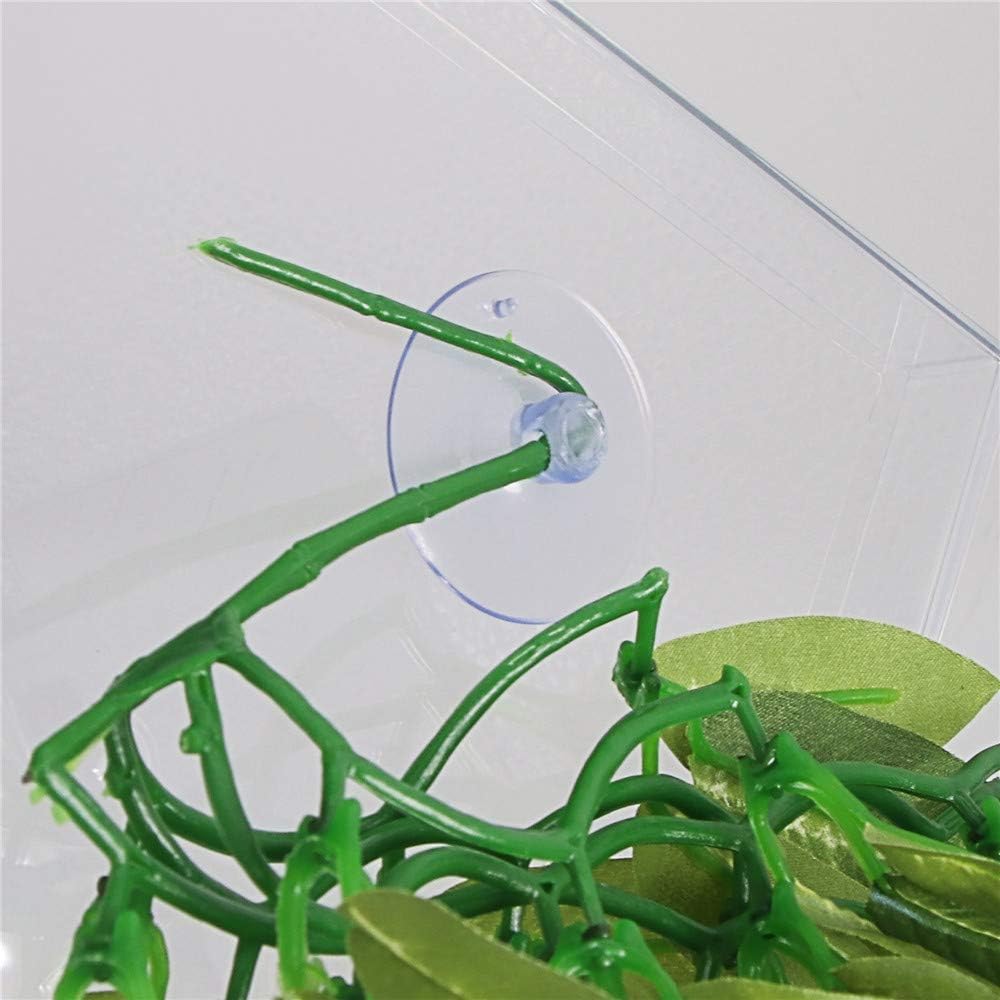 SLSON Reptile Plants Hanging Silk Terrarium Plant with Suction Cup for Bearded Dragons, Lizards, Geckos