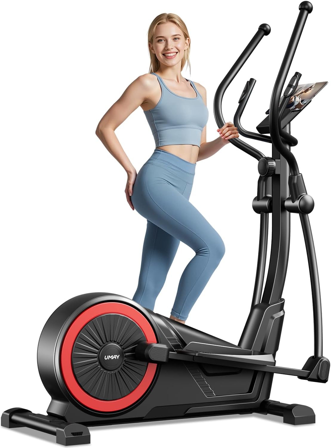 Elliptical Exercise Machine with 15.5''-17'' Stride & Heart Rate Grips,Ultra Silent Magnetic Elliptical Machine for Home with 16 Levels Resistance and LCD Monitor,400 LBS Weight Capacity