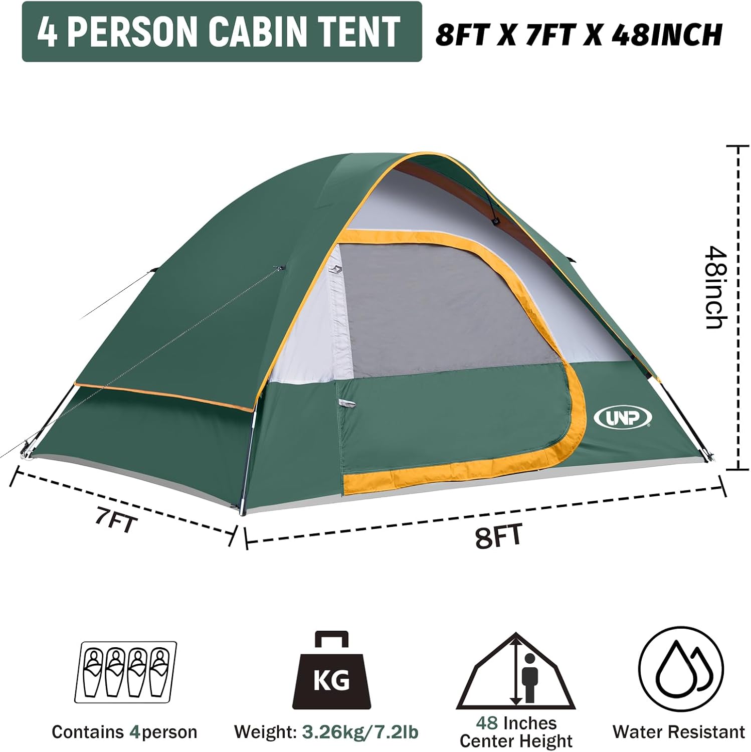 Camping Tent 2-4 Person, Waterproof Windproof Tent with Rainfly Easy Set up-Portable Dome Tents for Camping…