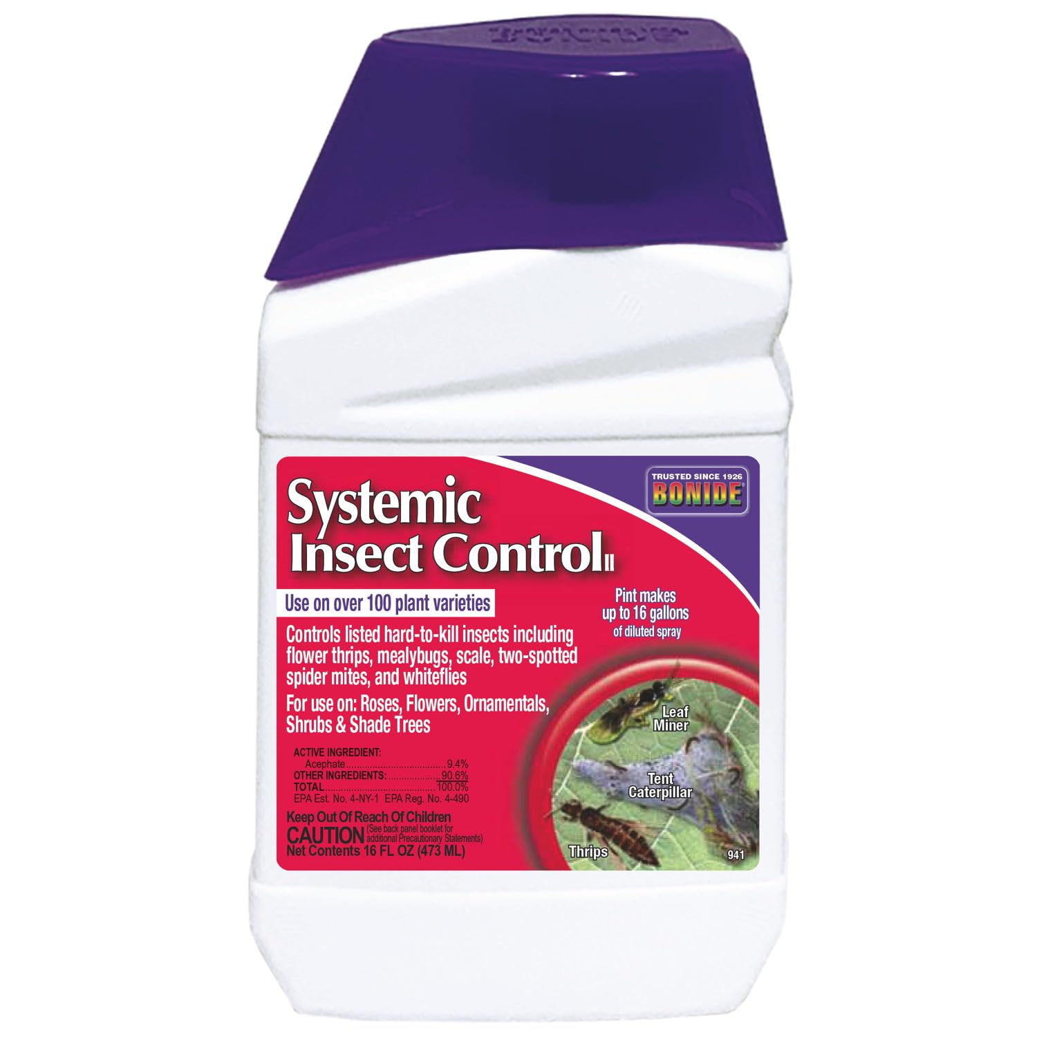 Bonide Systemic Insect Control, 16 oz Concentrate Long Lasting Insecticide for Outdoor Gardening, Makes 16 Gallons | Long Lasting Insecticide