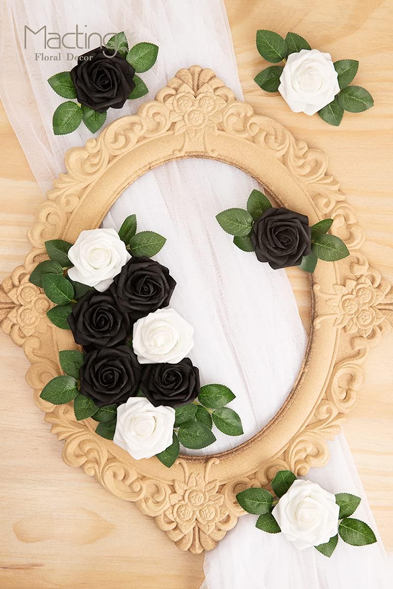 30PCS Yellow Artificial Flowers, Real Touch Fake Roses for Fall Decorations