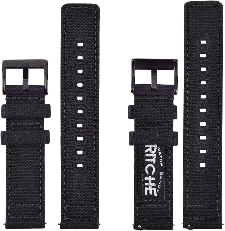 Ritche Christmas Gift Canvas Vintage Quick Release Watch Band 18mm 20mm 22mm 24mm Replacement Watch Straps for Men Women, White Elephant Gifts, Stocking Stuffers for Men, Father's Day gifts