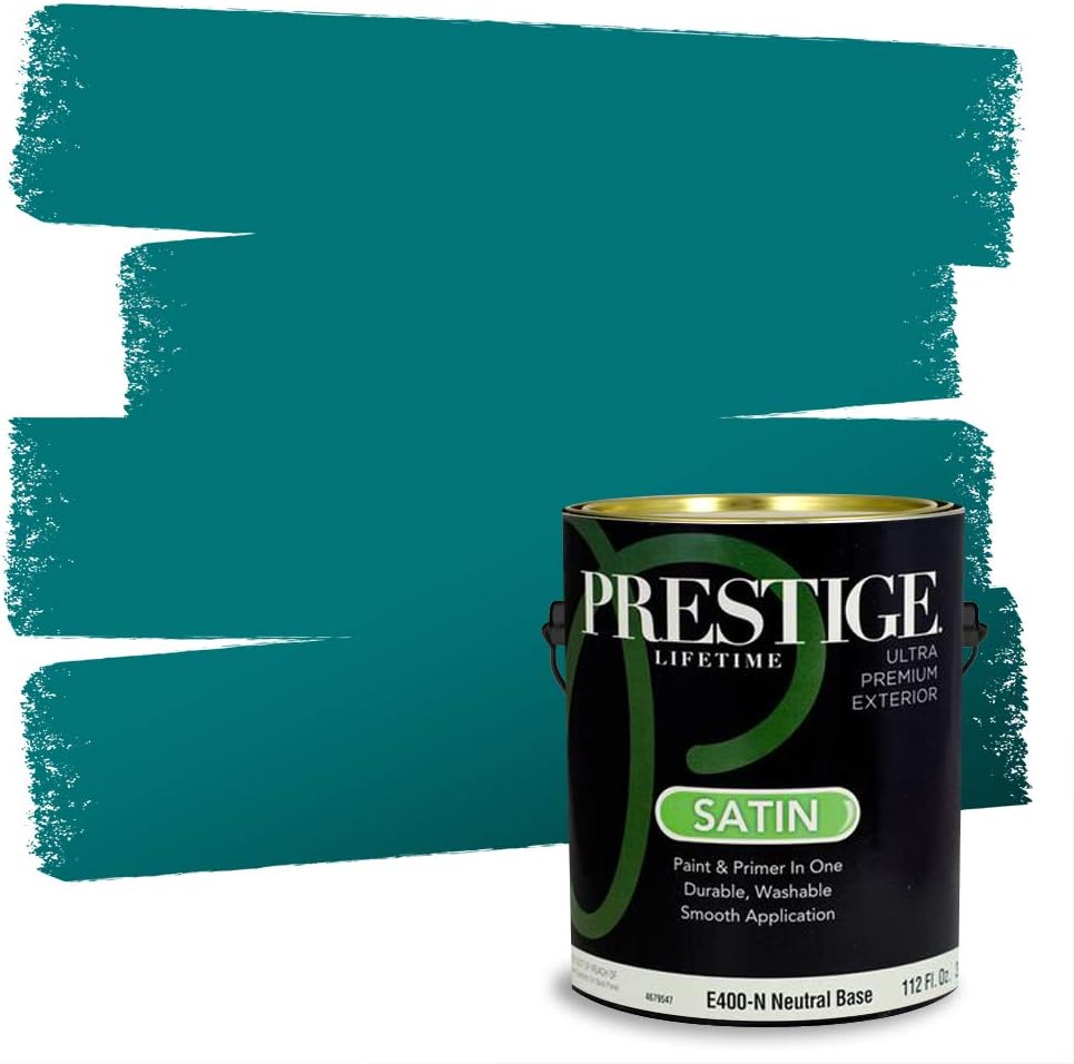 PRESTIGE Paints Exterior Paint and Primer In One, 1-Gallon, Satin, Comparable Match of Sherwin Williams* Blue Nile*