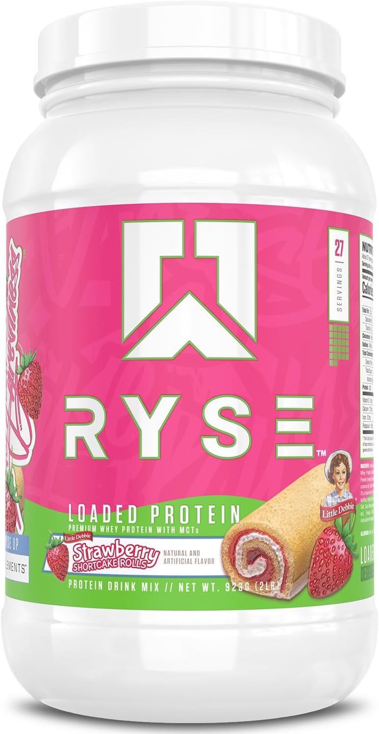 RYSE Loaded Protein Powder - Peanut Butter Cup - 25g Whey Protein Isolate & Concentrate with Prebiotic Fiber & MCTs - Low Carb, Low Sugar