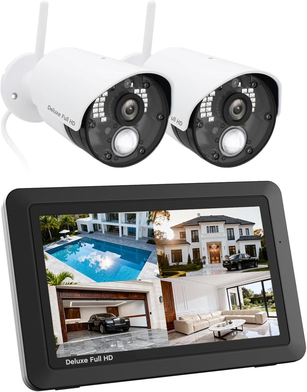 CasaCam Wireless Security Camera Air, 7 inch Monitor, 2 720p Cams, No Fees