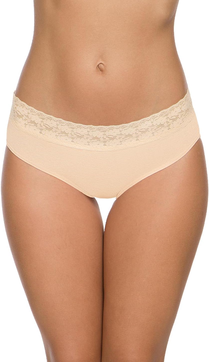 Wealurre Underwear Women Cotton Lace Waisted Bikini Panties 5-Pack