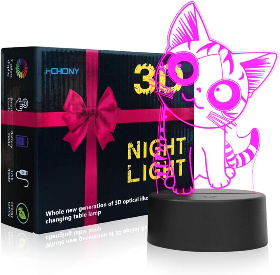 i-CHONY Dinosaur Toy T-Rex 3D Night Light for Kids, 16 Colors Dimmable Dinosaur Led Light with Remote & Smart Touch