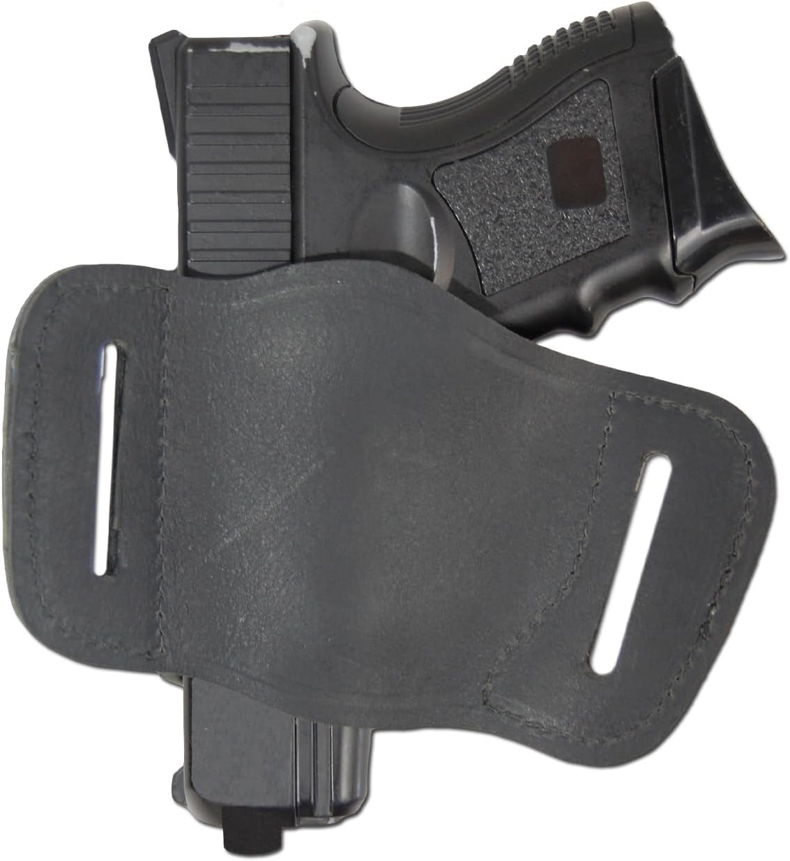 New Barsony Quick Slide Gun OWB Black Leather Holster for Compact 9mm 40 45 Pistols