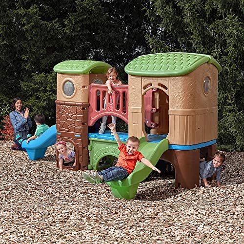 Step2 Clubhouse Climber Playset for Kids, Jungle Gym with Elevated Playhouse, Outdoor Backyard Playground Set, Two Toddler Slides