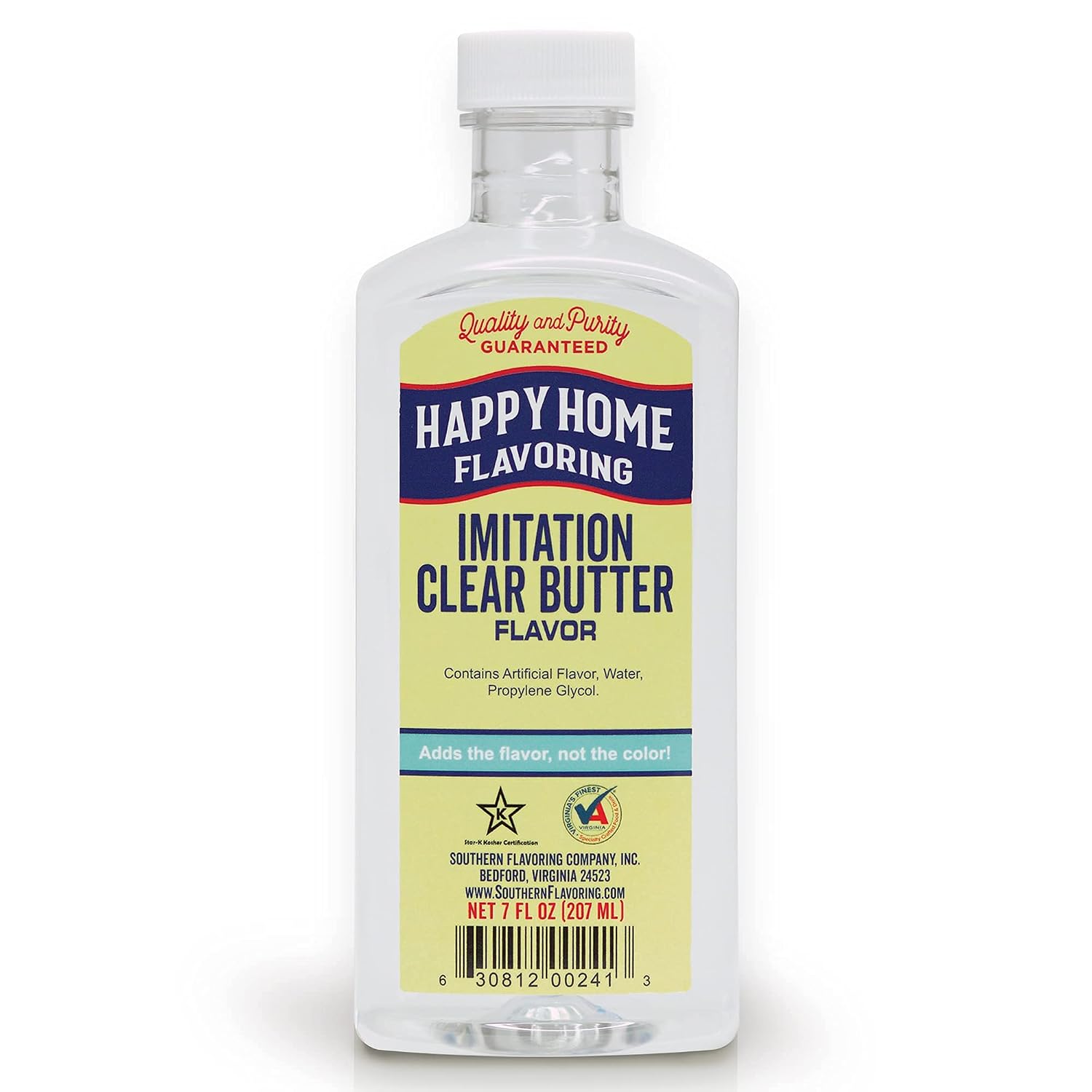 Happy Home Imitation Clear Butter Flavoring, Non-Alcoholic, Certified Kosher, 7 oz.