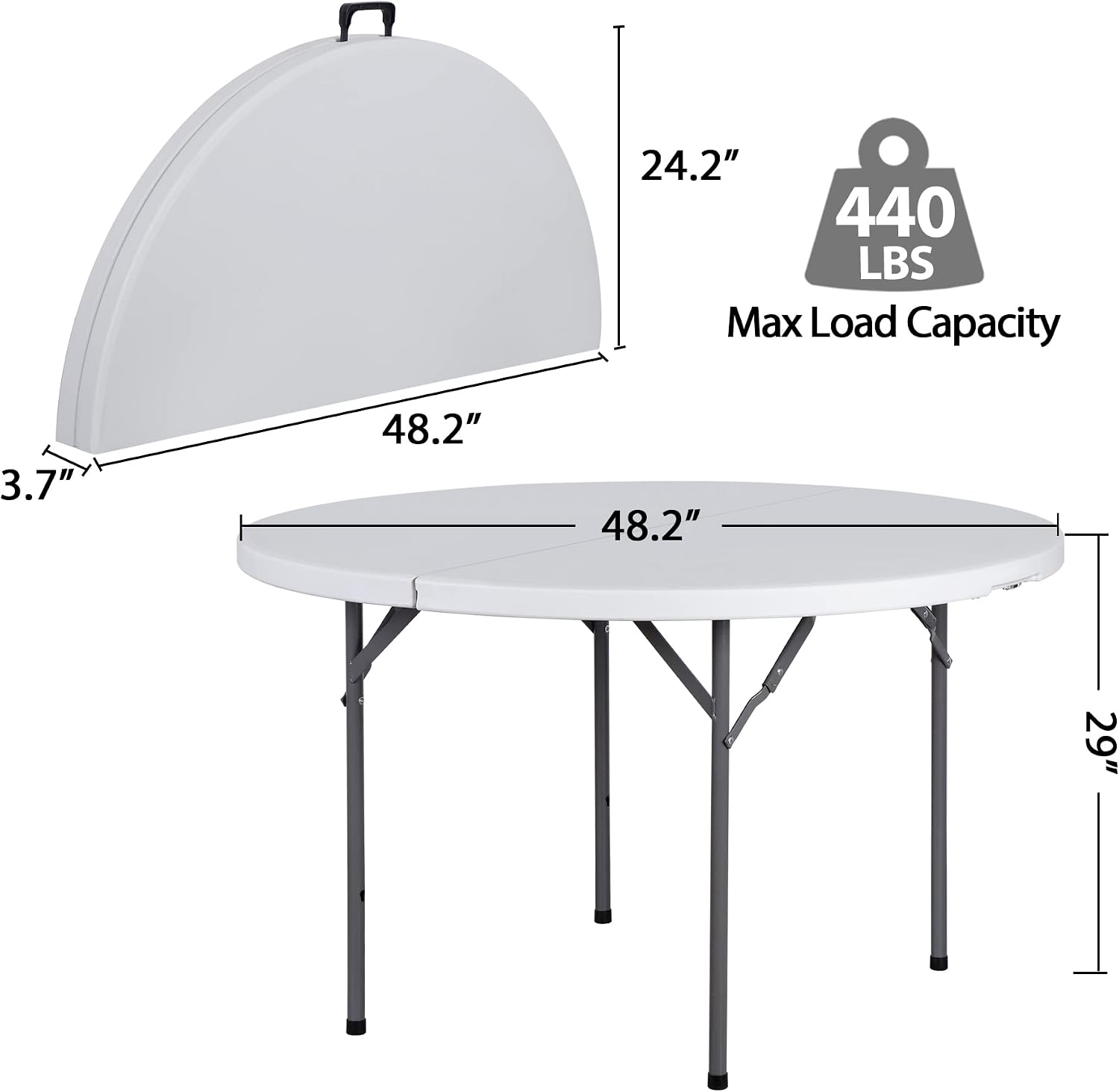 ZenStyle 3 ft Indoor Outdoor Heavy Duty Portable Plastic Folding Table
