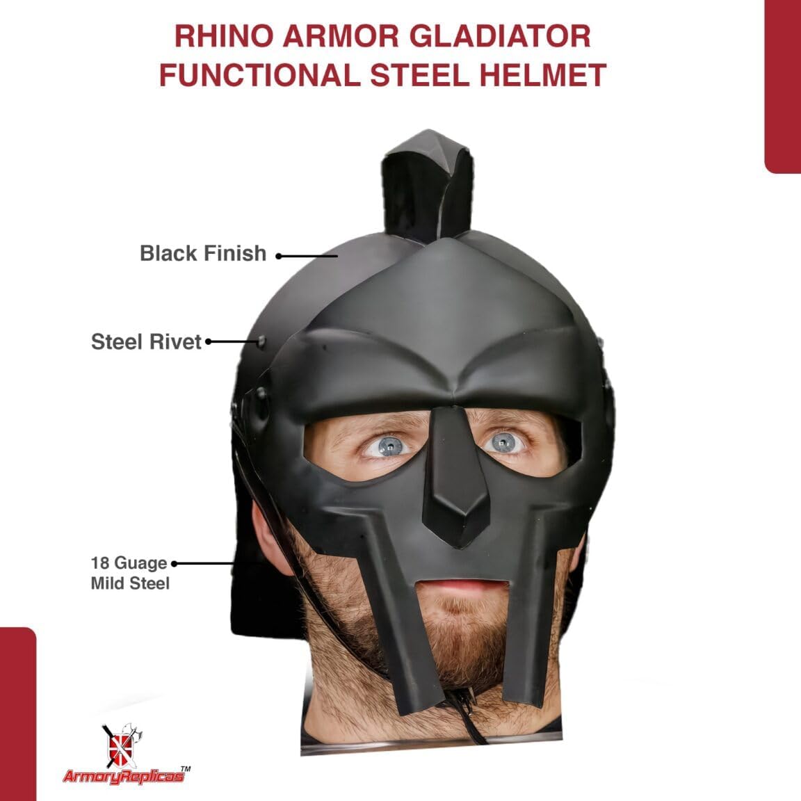 Armory Replicas Maximus Roman Gladiator Blackened 18g Helmet