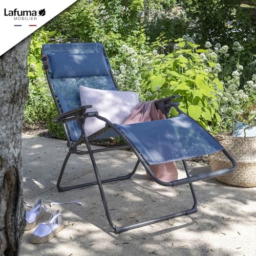 Lafuma Futura Series Patio and Poolside Zero Gravity Outdoor Lounge Recliner Chair with Adjustable and Removable Headrest, Moss Green