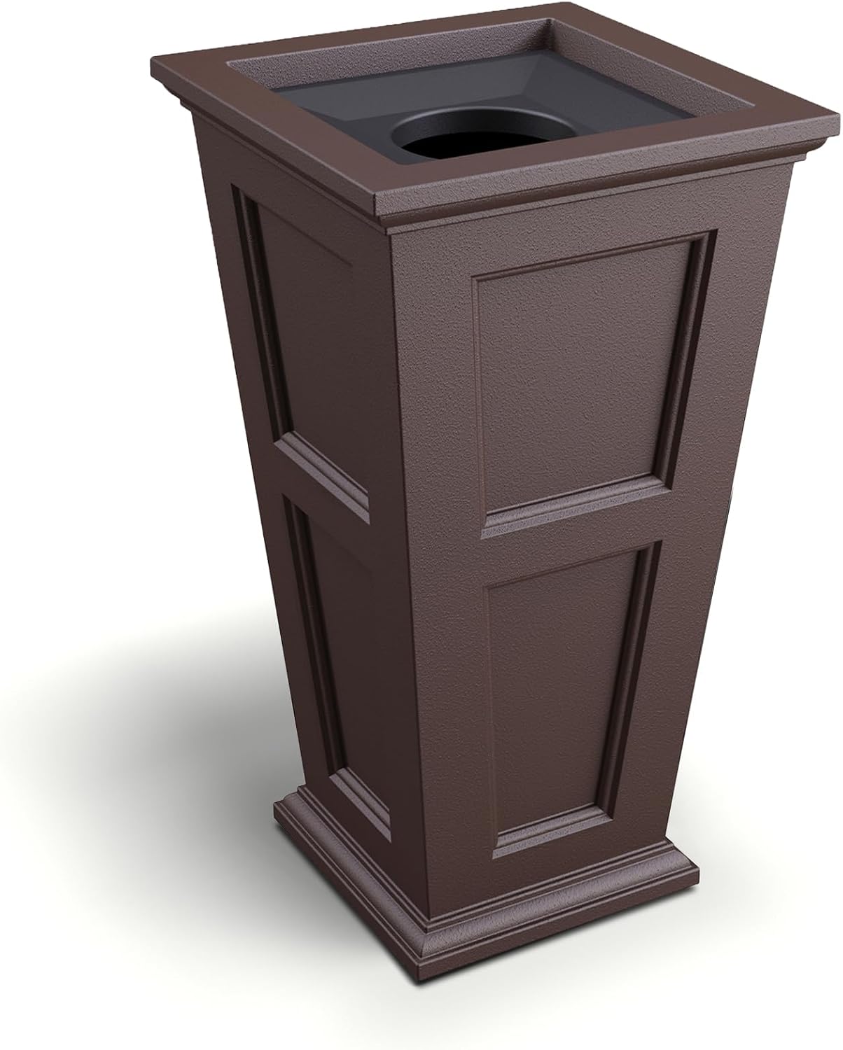 Mayne Fairfield 40in Tall Square Waste Bin with Liner, Espresso | Fade resistant, All season, Removable Liner and Lid, 15-year warranty