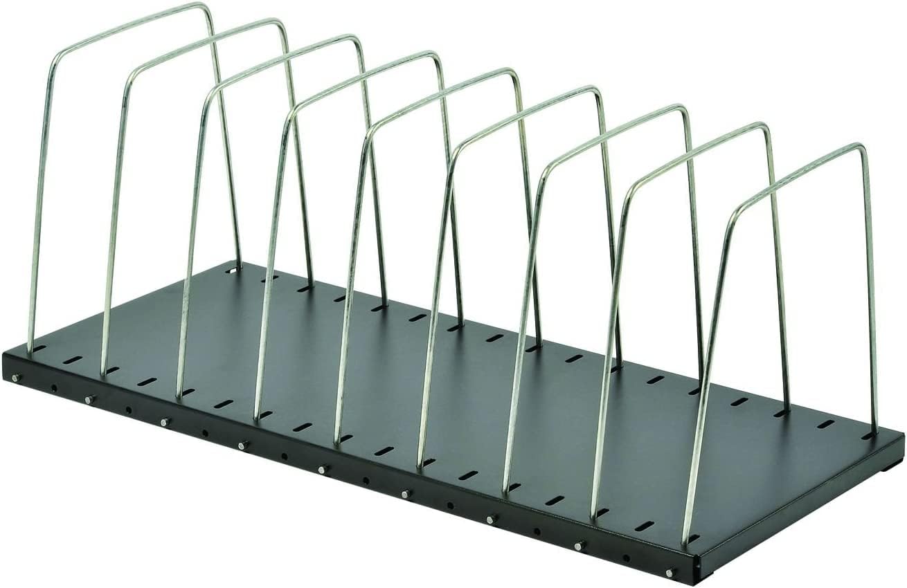 MMF Industries STEELMASTER Adjustable Desk File Organizer Rack | 8 Compartments | Wire Dividers | Black | Scratch & Chip-Resistant Finish | Non-slip