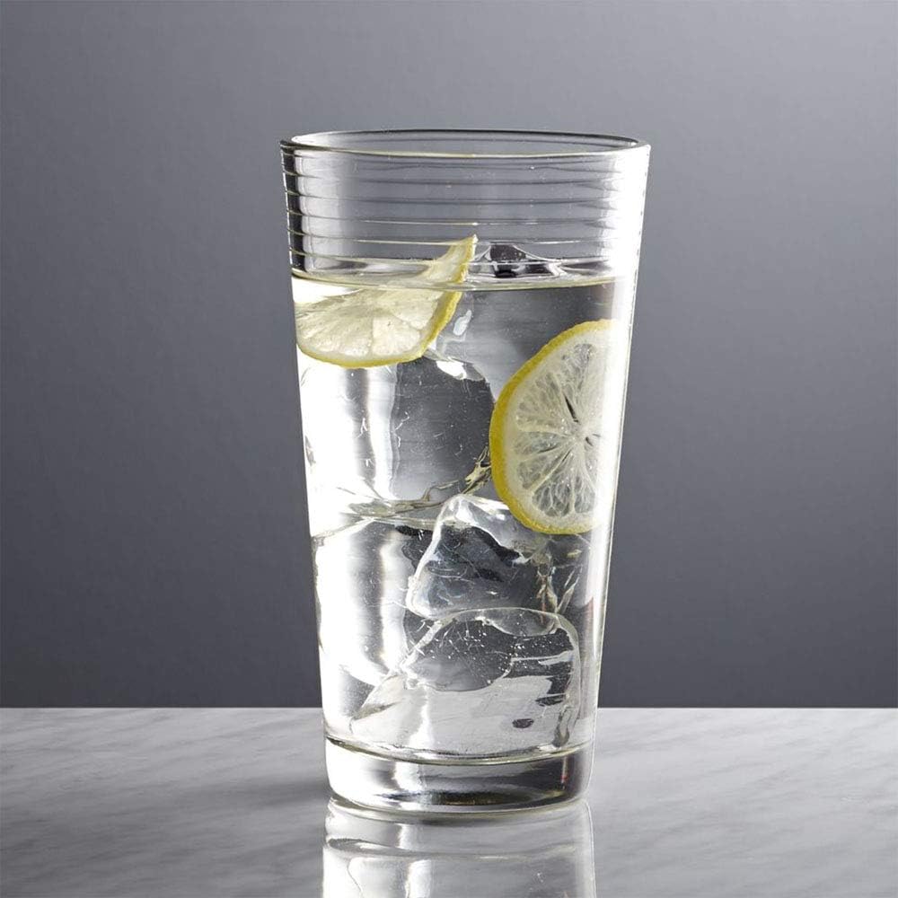 Le'raze Set of 16 Heavy Base Ribbed Durable Drinking Glasses Includes 8 Cooler Glasses (17oz) and 8 Rocks Glasses (13oz)