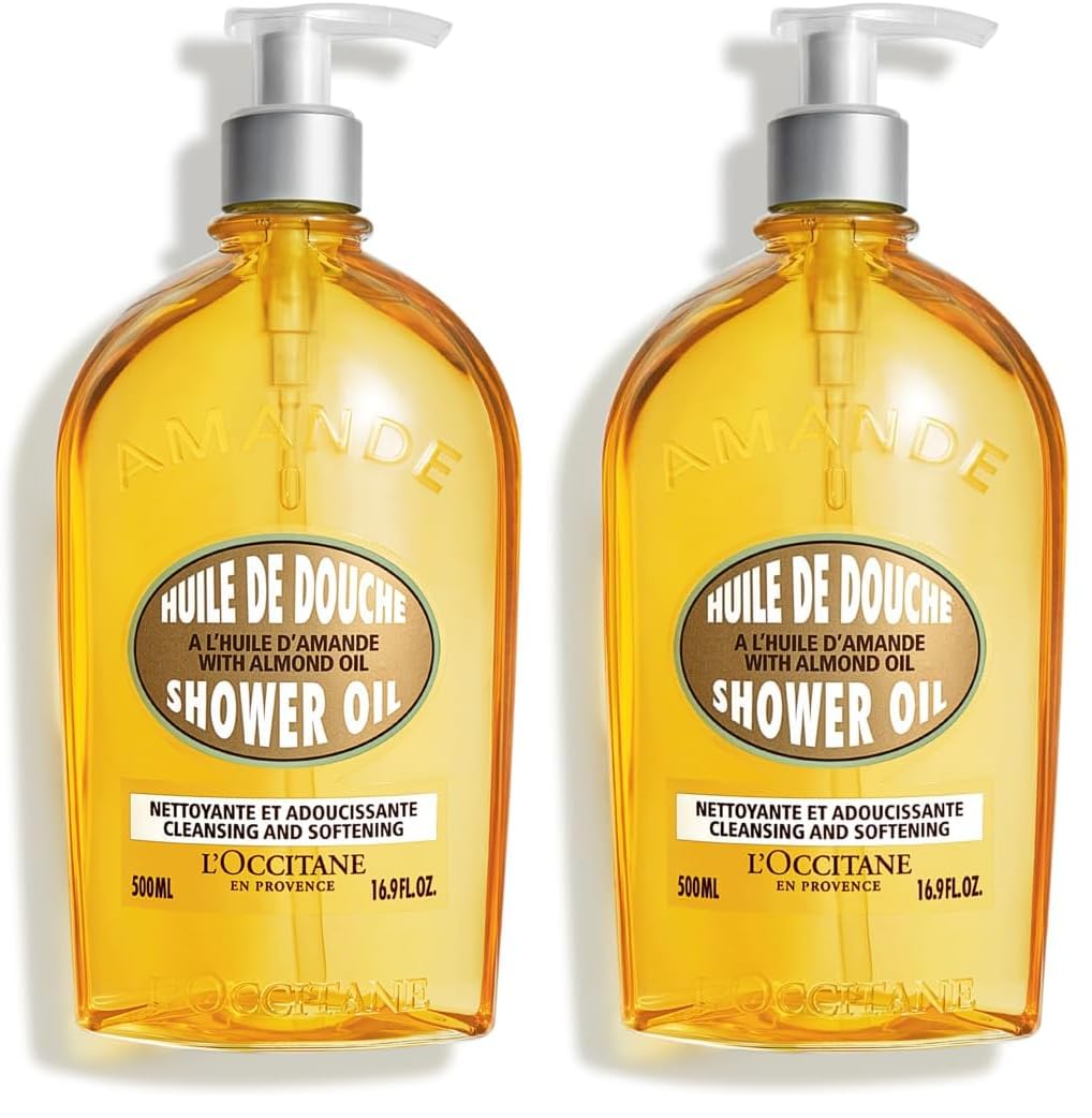 L'OCCITANE Almond Shower Oil, Cleansing Body Wash & Shaving Base, Vegan | Purifies & smooths, non-drying, milky lather, gentle, nourishes, versatile, daily use, self-care essential, luxury skincare