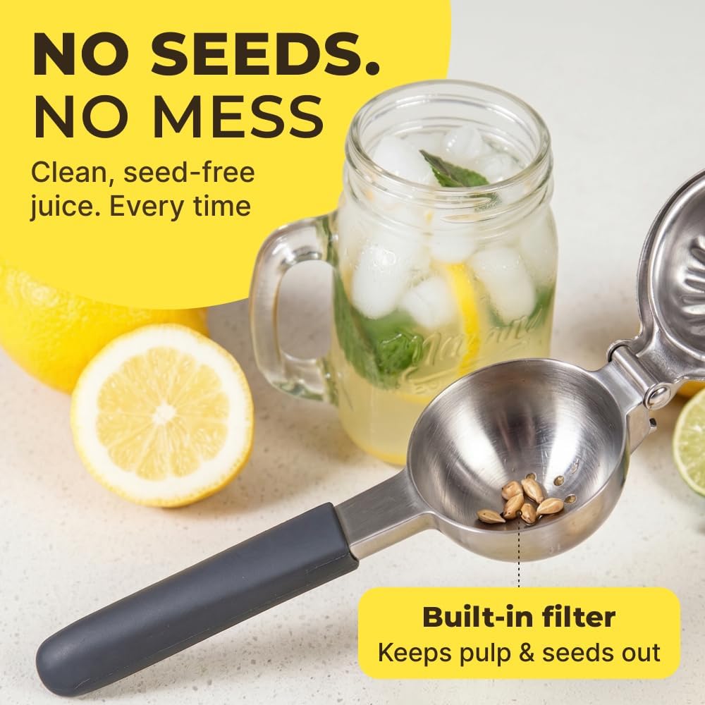 Large Lemon Squeezer Stainless Steel Press - Non-Slip Grip, Heavy Duty, Manual Design - Effortless Pro-Grade Lemon, Lime, Orange