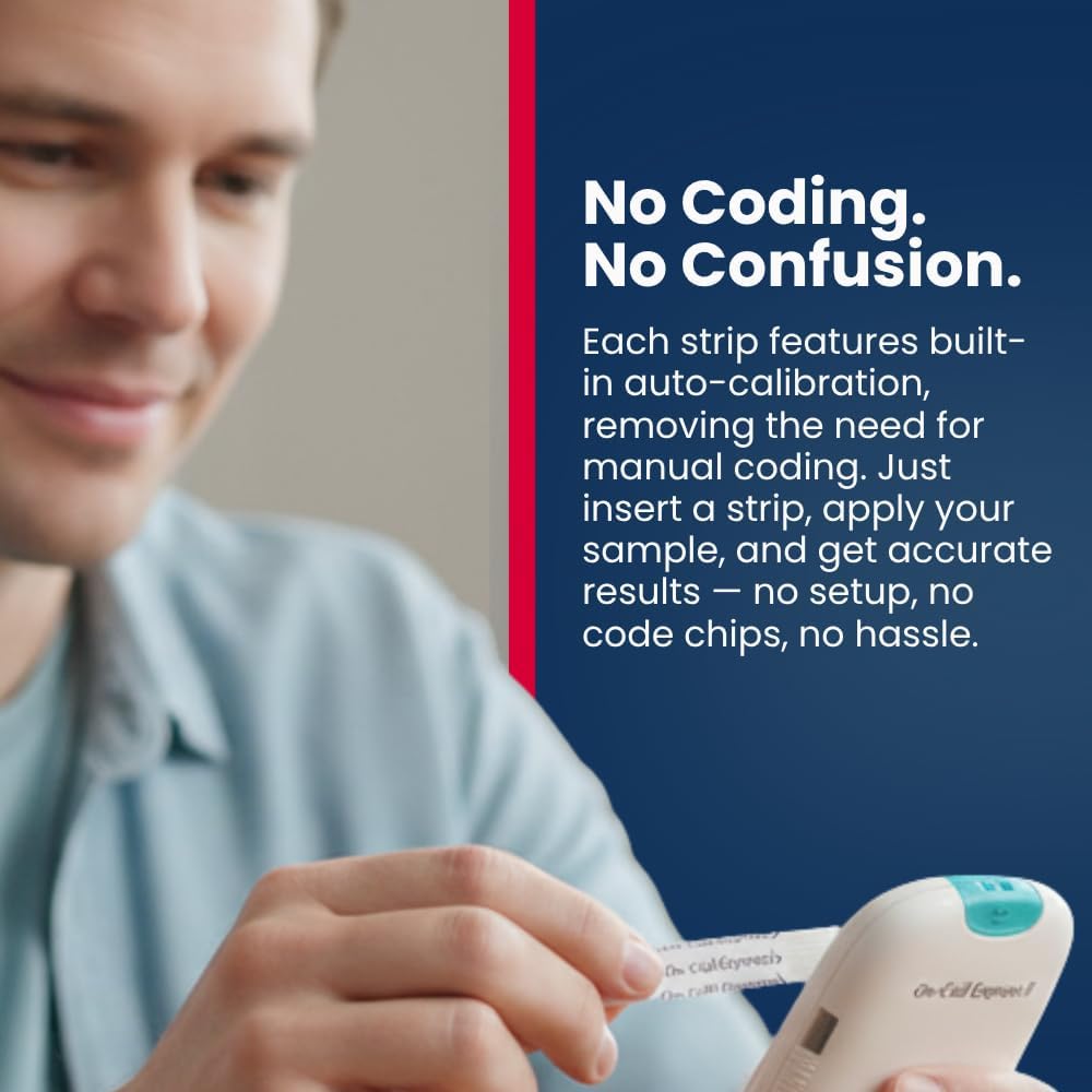 Blood Glucose Test Strips for Diabetes by On-Call Express, 50 Count, No Coding Needed, Quick Read in Seconds, Accurate Diabetic Blood Sugar Testing