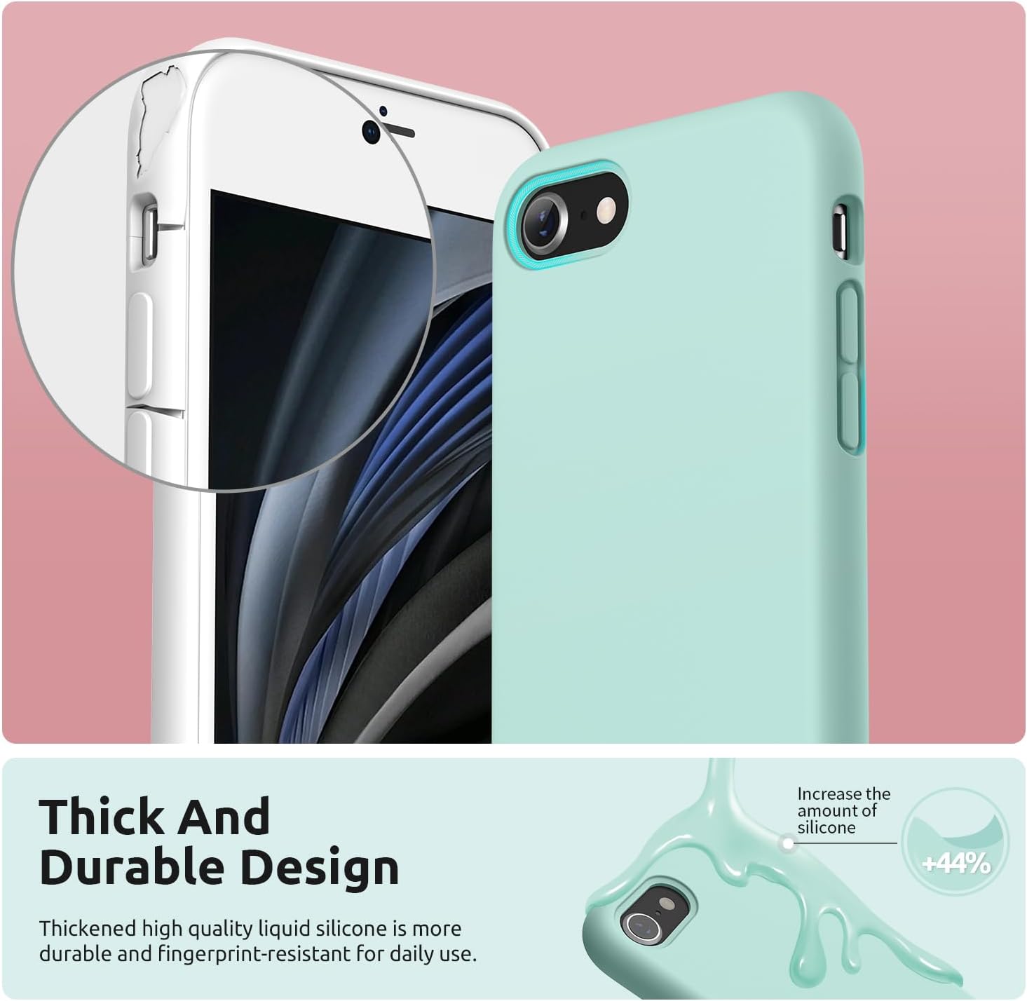 SURPHY Designed for iPhone SE Case, iPhone 8 Case, iPhone 7 Case, Liquid Silicone Phone Case for iPhone se 3rd 2nd SE 2022 SE 2020, Blue