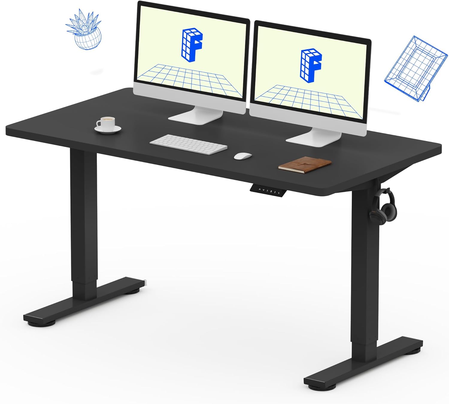 FLEXISPOT EN1 One-Piece Standing Desk, Electric Adjustable with 4 Memory Presets, 176 LBS Capacity, Stable & Quiet