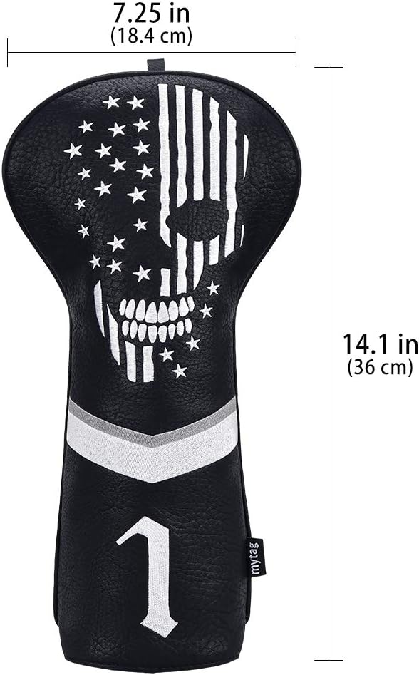 Skull Golf Head Covers Black Synthetic Leather Skeleton Golf Headcovers Set