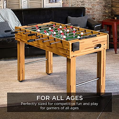 Best Choice Products Foosball Table for Kids and Adults, Game Room Soccer Game Table w/ 2 Balls, 2 Cup Holders, Ergonomic Handles, Chrome Finished Metal Bars