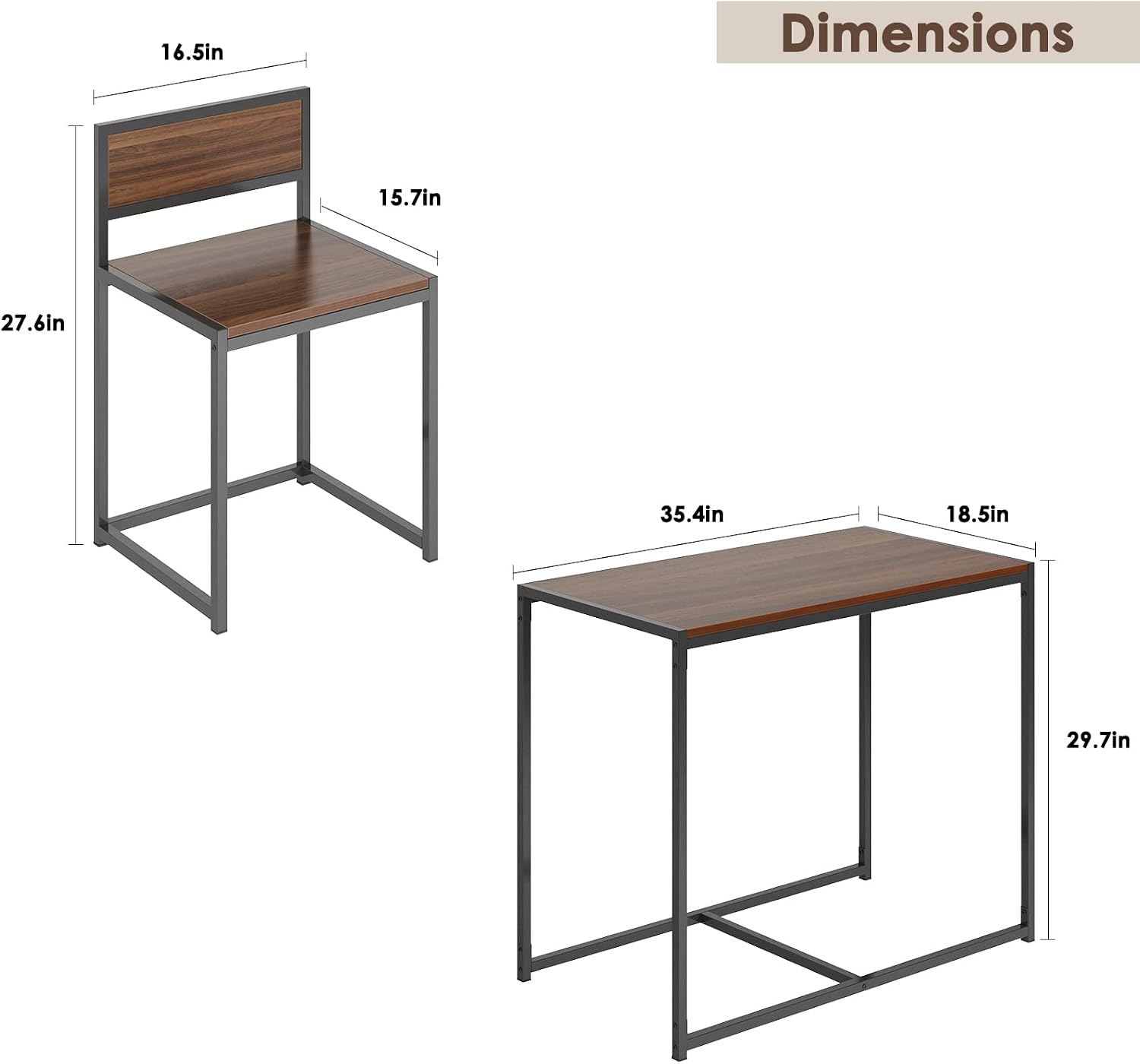 soges 3 Piece Dining Set for 2, Small Dining Table Set with 2 Chairs, Walnut Kitchen Table for Small Spaces, Breakfast Nook Set