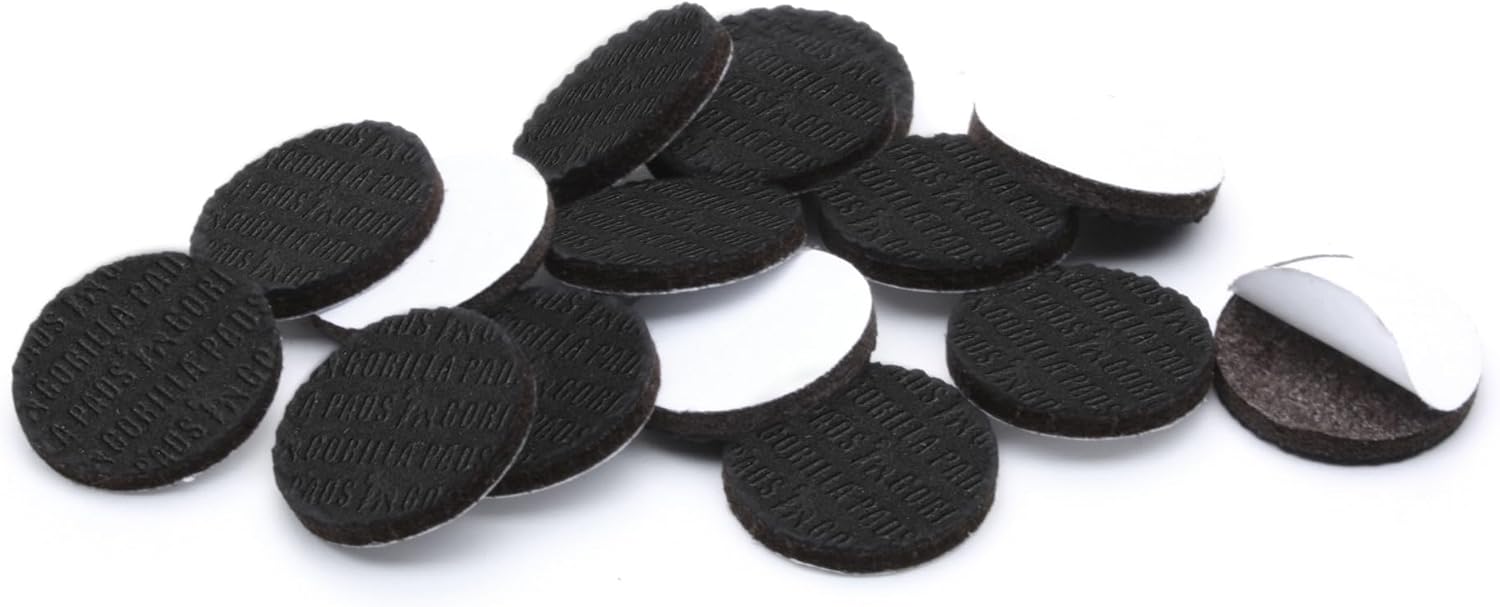Slipstick GorillaPads CB149 Non-Slip Furniture Pads/Rubber Grippers (Set of 8) Self-Adhesive Furniture Feet Floor Protectors, 1-1/2 inch Round, Black