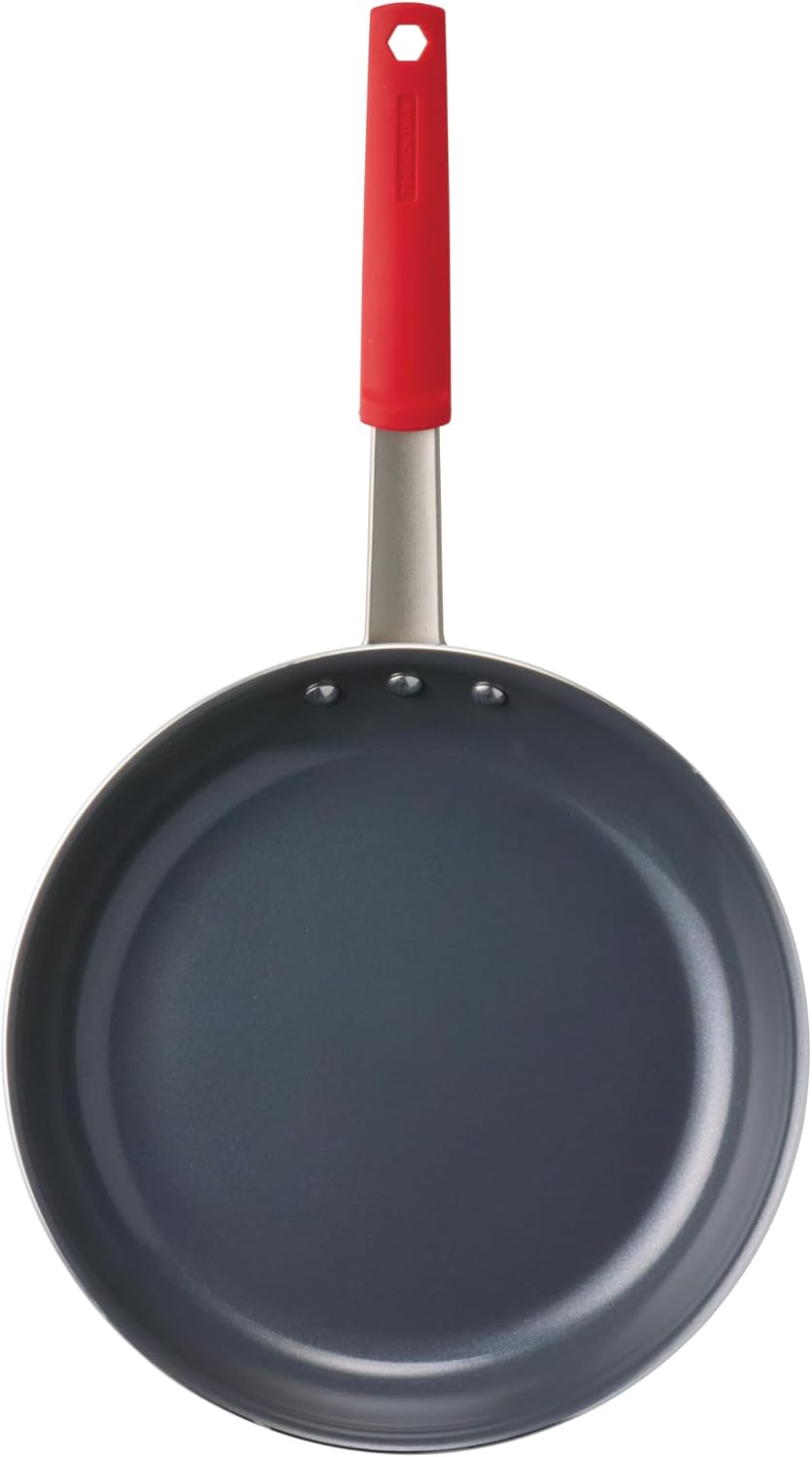 Tramontina Professional 8-Inch Non Stick Small Frying Pan | Heavy-Gauge Aluminum Skillet with Reinforced Nonstick Coating, Red Handle, Dishwasher and Oven Safe, Made in Brazil